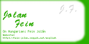 jolan fein business card